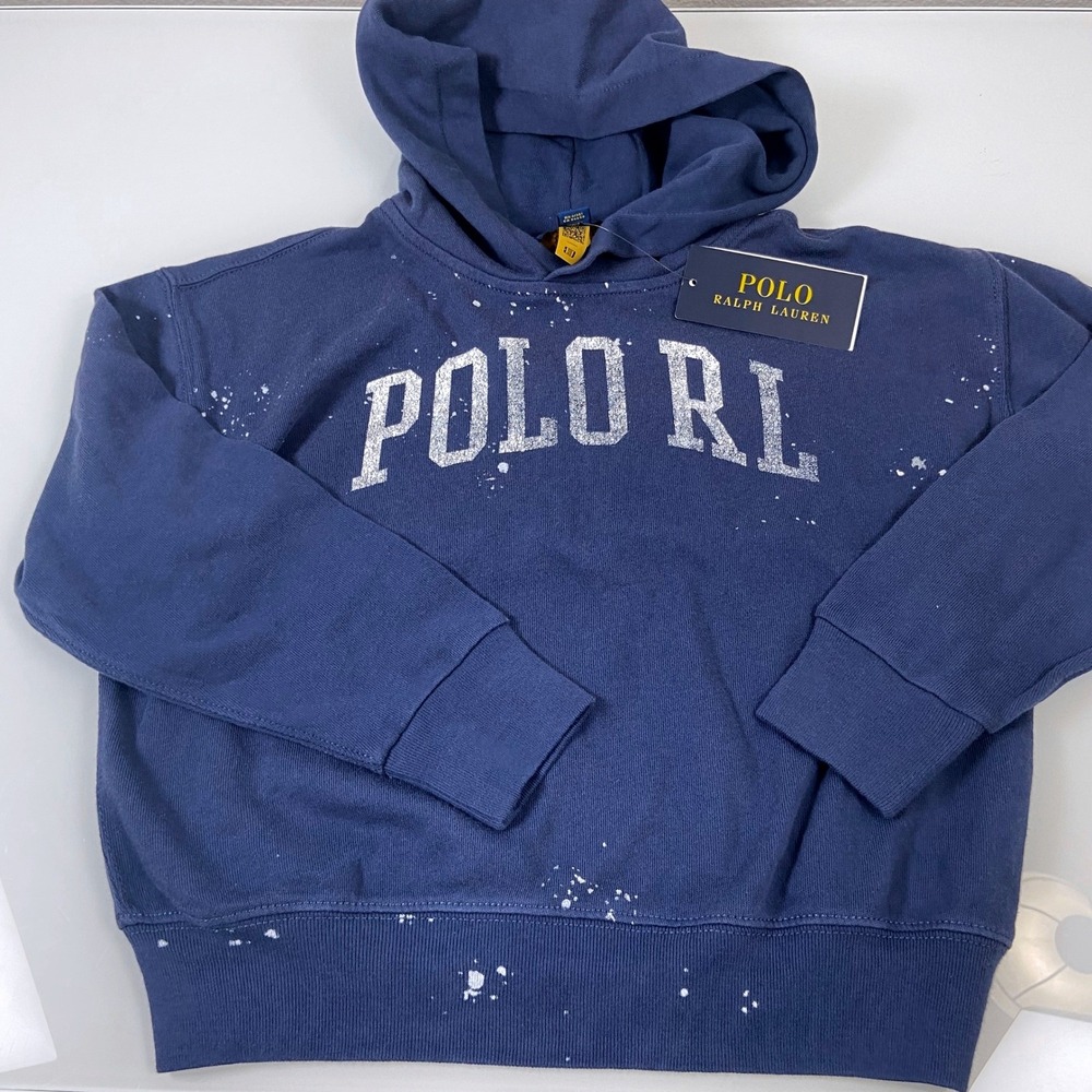 Polo Ralph Lauren Kids Girls Size 6‎ Navy Paint Splatter Spa Terry Hoodie NWT